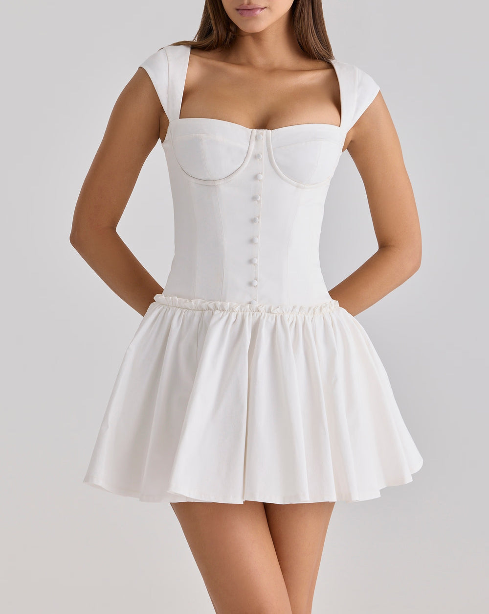 Sweet Romantic White Cinched Dress