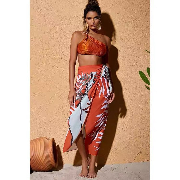 Asymmetric Single Strap Bikini Set with Tie Detail