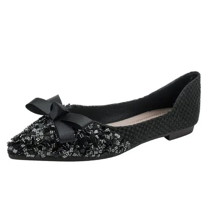 Bedazzle Bow-knot Loafers