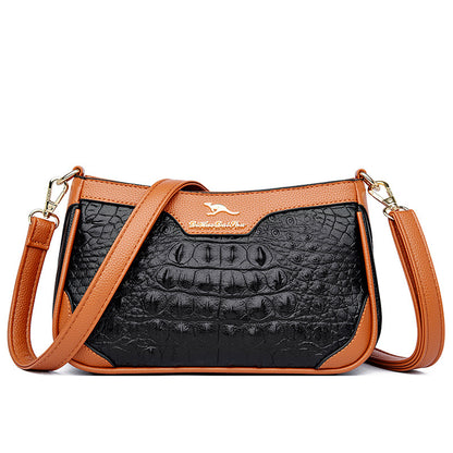 Black Alligator Print Shoulder Crossbody Bag