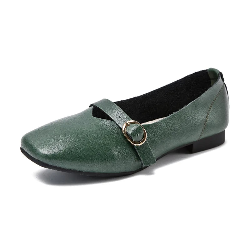 genuine leather flat shoes