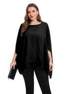 Curve Elegant Batwing Chiffon Blouse