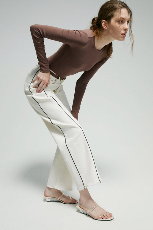 Crush Curve Ankle White Jeans HJ052