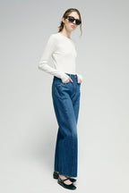Crush Curve Ankle White Jeans HJ052