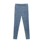 Faux Denim Zip-Fly Leggings