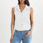 Lapel Cotton Linen Button Sleeveless Vest