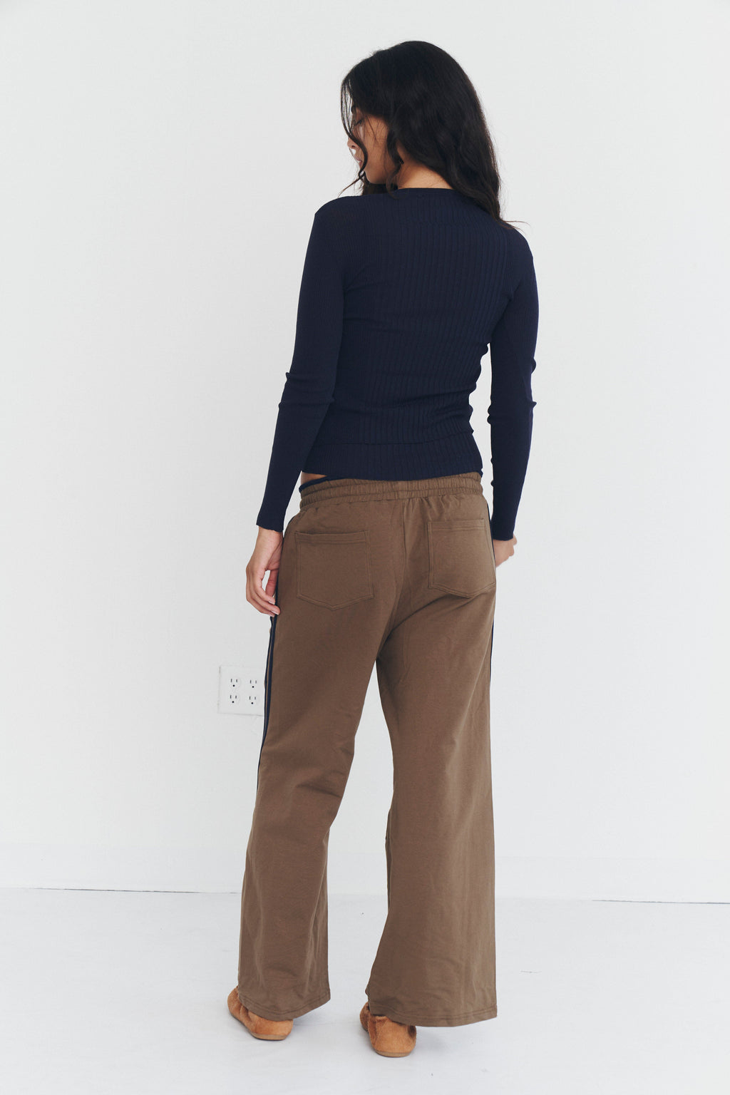 Ribbed Knit Cardigan in Navy