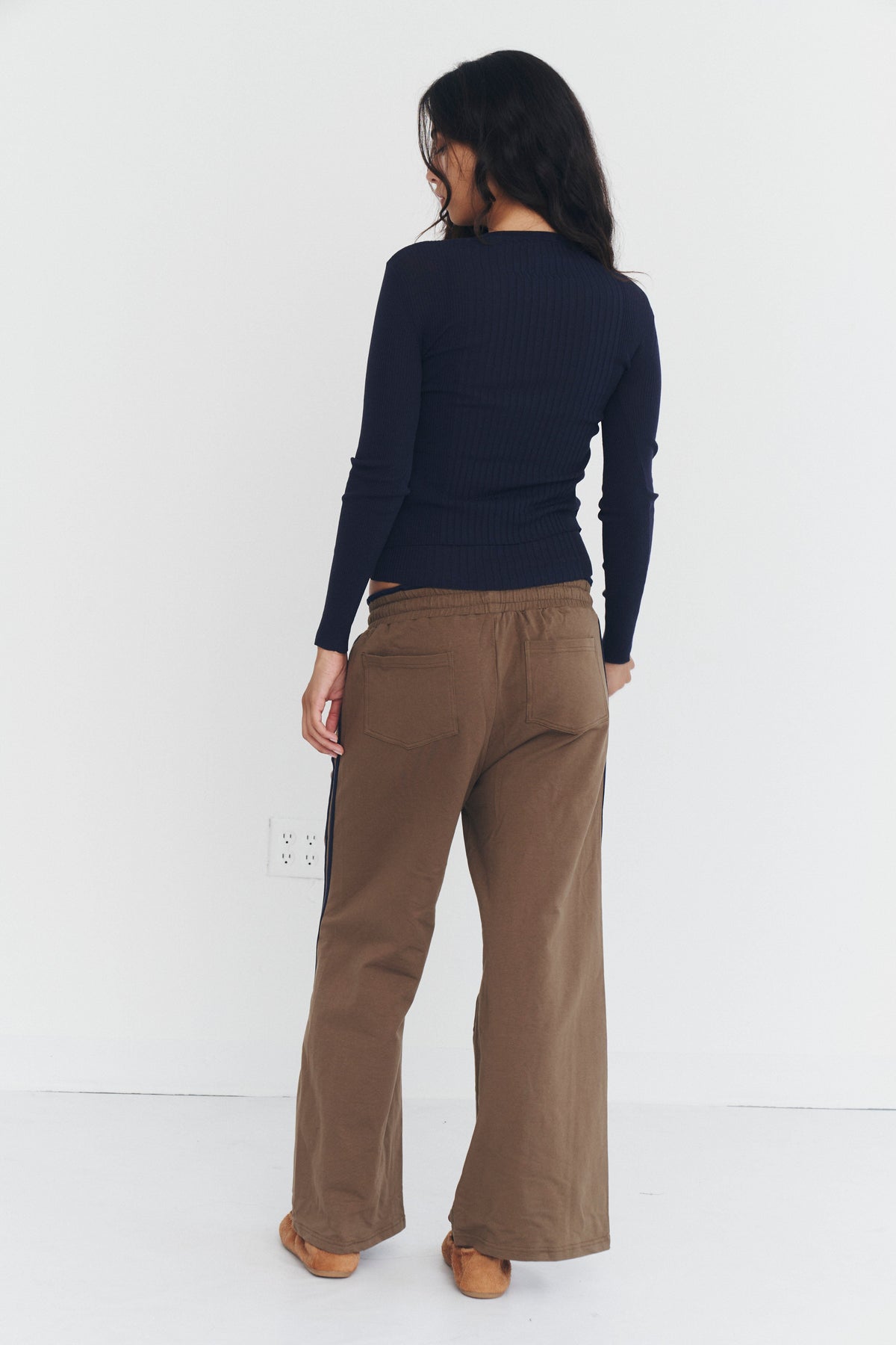 Ribbed Knit Cardigan in Navy