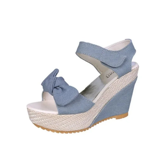 Ladies Platform Wedges Denim Sandals