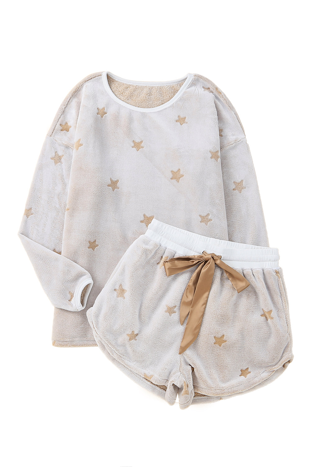 White Star Long Sleeve Knit Top & Shorts Loungewear Set