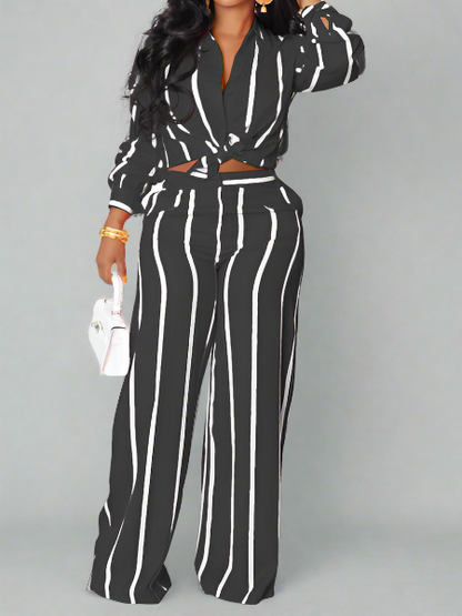 Striped Shirt & Pants Set