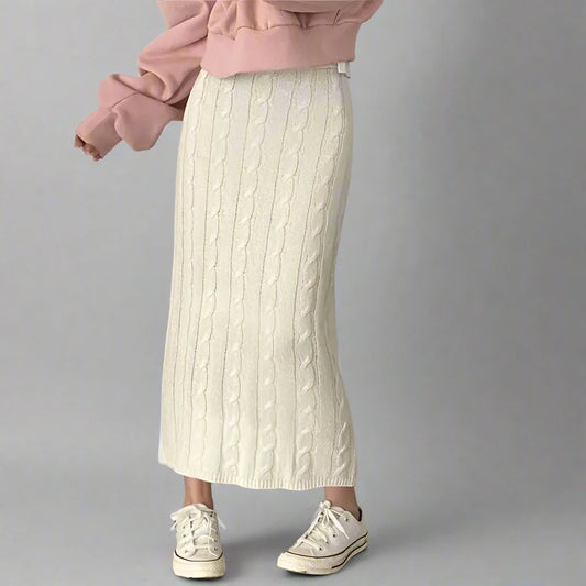 Solid Knitted Long Skirt