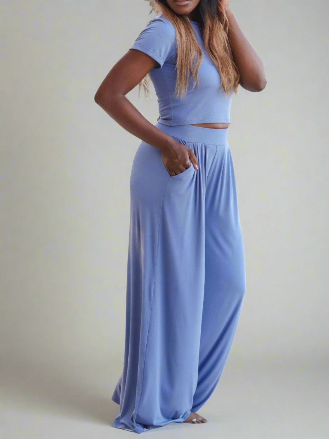 Loungewear Top and Pocketed Pants Set