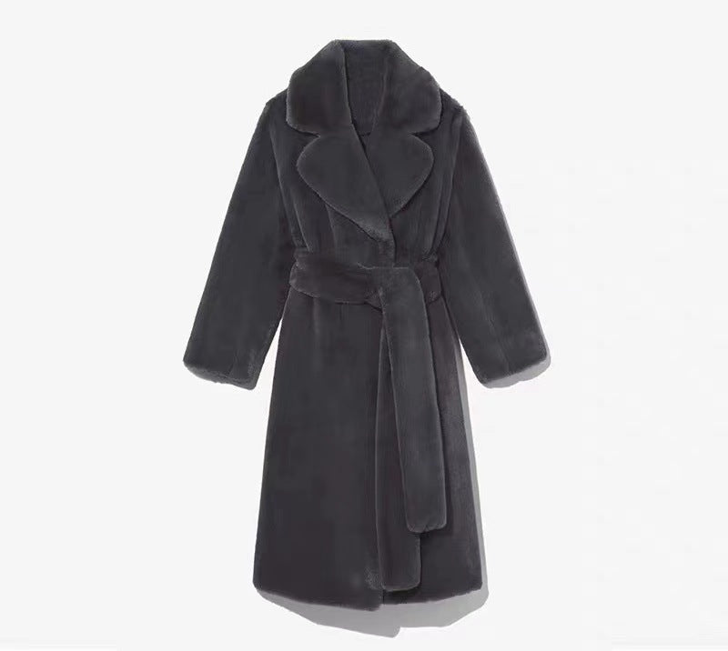 Thickened Long Plush Trench Coat