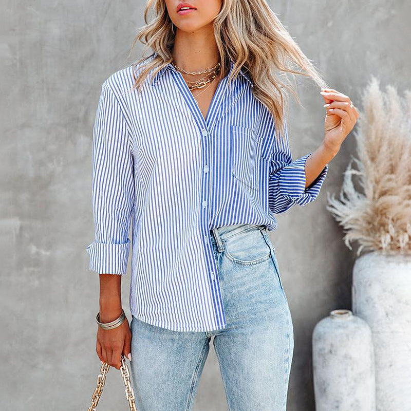 Striped Long Sleeved Single Breasted Shirt