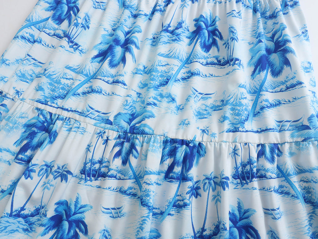 Spring Blue Floral Maxi Dress