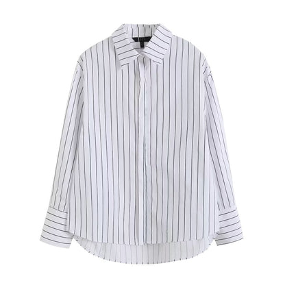 Loose Striped Long-Sleeved Shirt