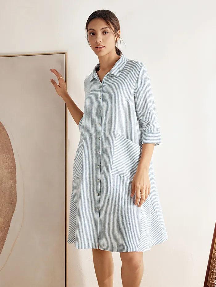 100% Linen Shirt Dress MADISON