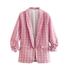 Nine Quarter Sleeve Pink Plaid Blazer