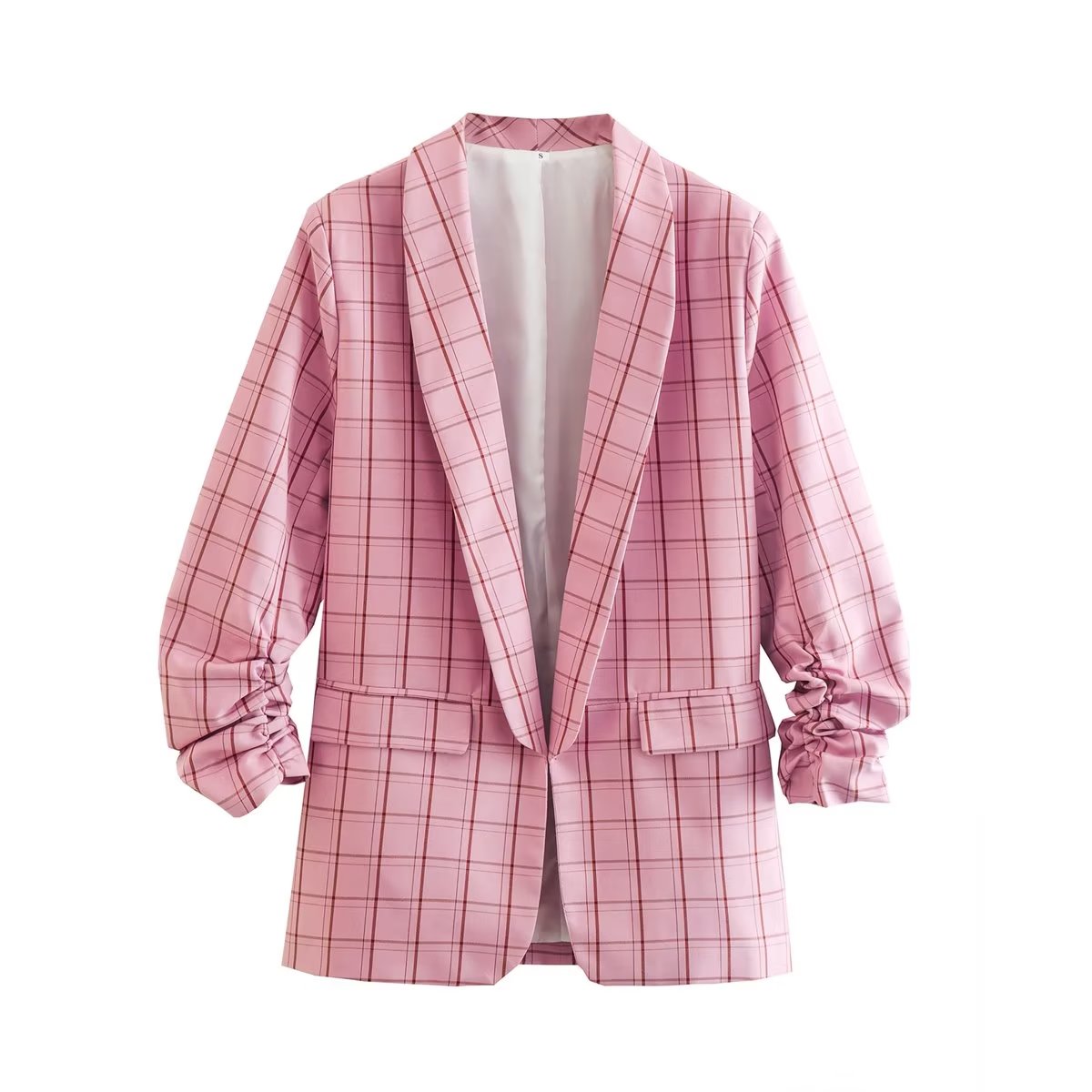 Nine Quarter Sleeve Pink Plaid Blazer