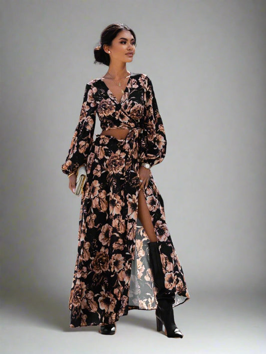 Floral With A Split Wrap Dress