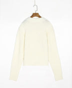Retro Metal Rose Buckle Knitted Cardigan