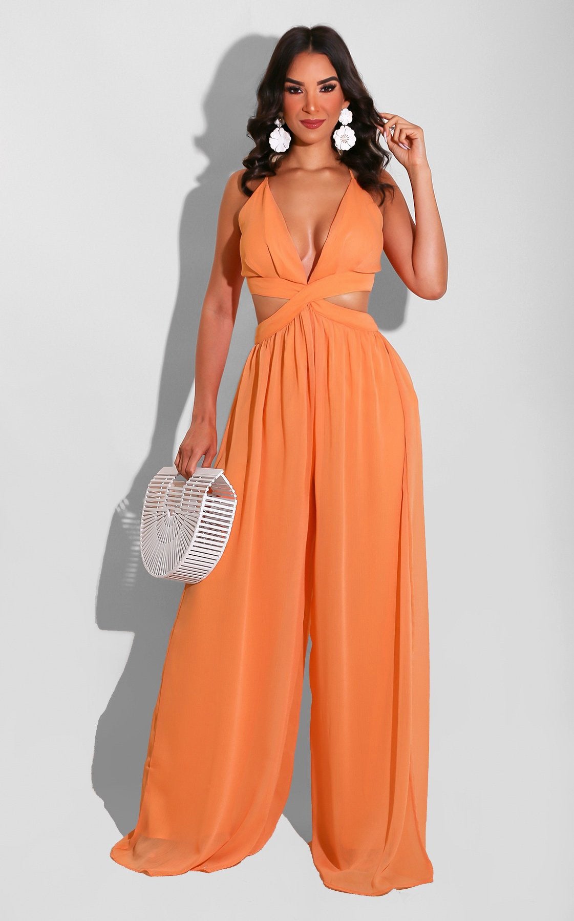 Solid Casual Loose Chiffon Jumpsuit