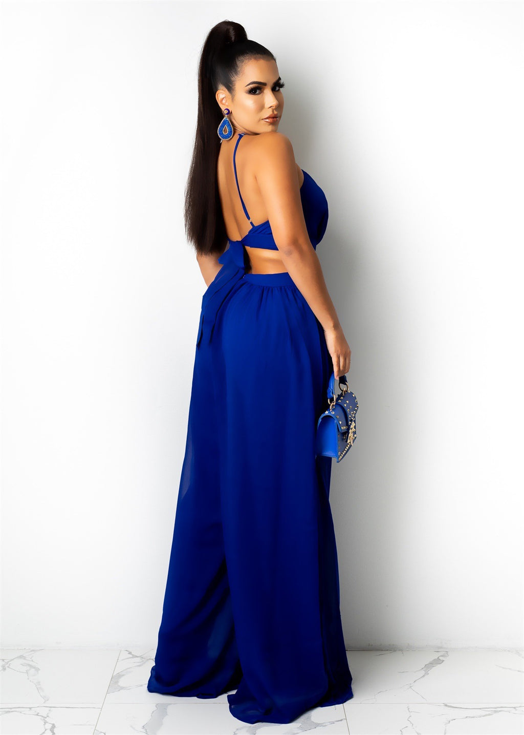 Solid Casual Loose Chiffon Jumpsuit