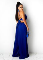 Solid Casual Loose Chiffon Jumpsuit
