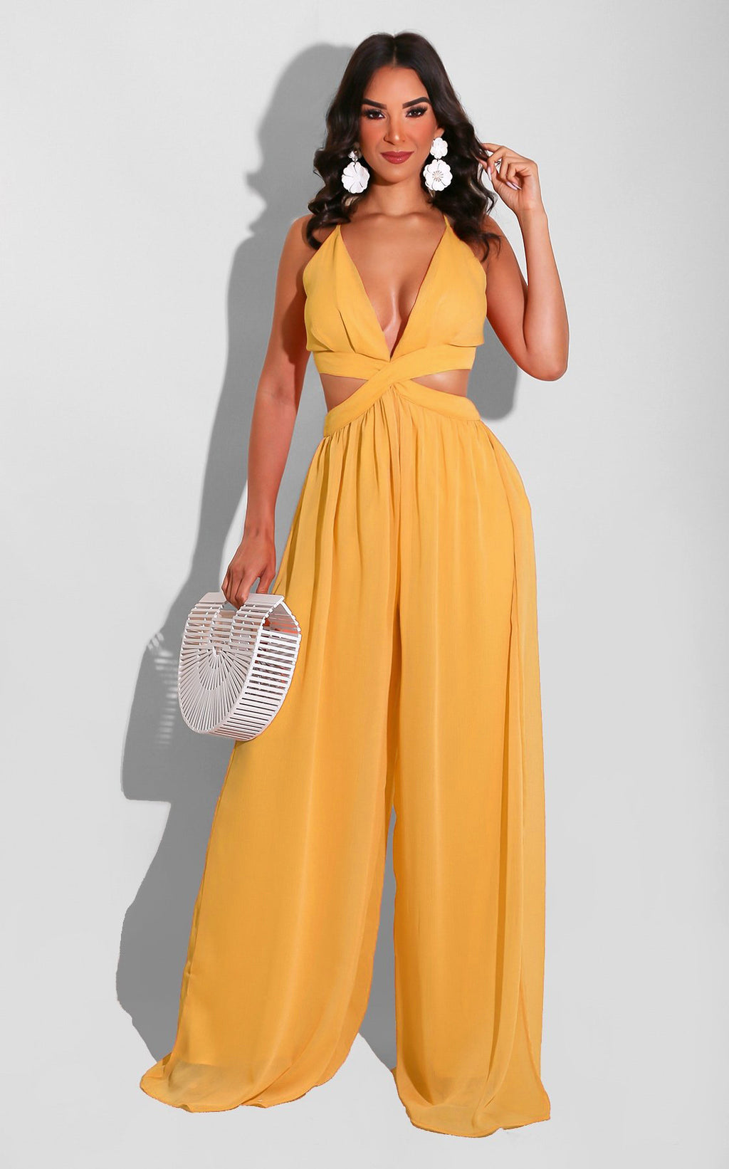 Solid Casual Loose Chiffon Jumpsuit