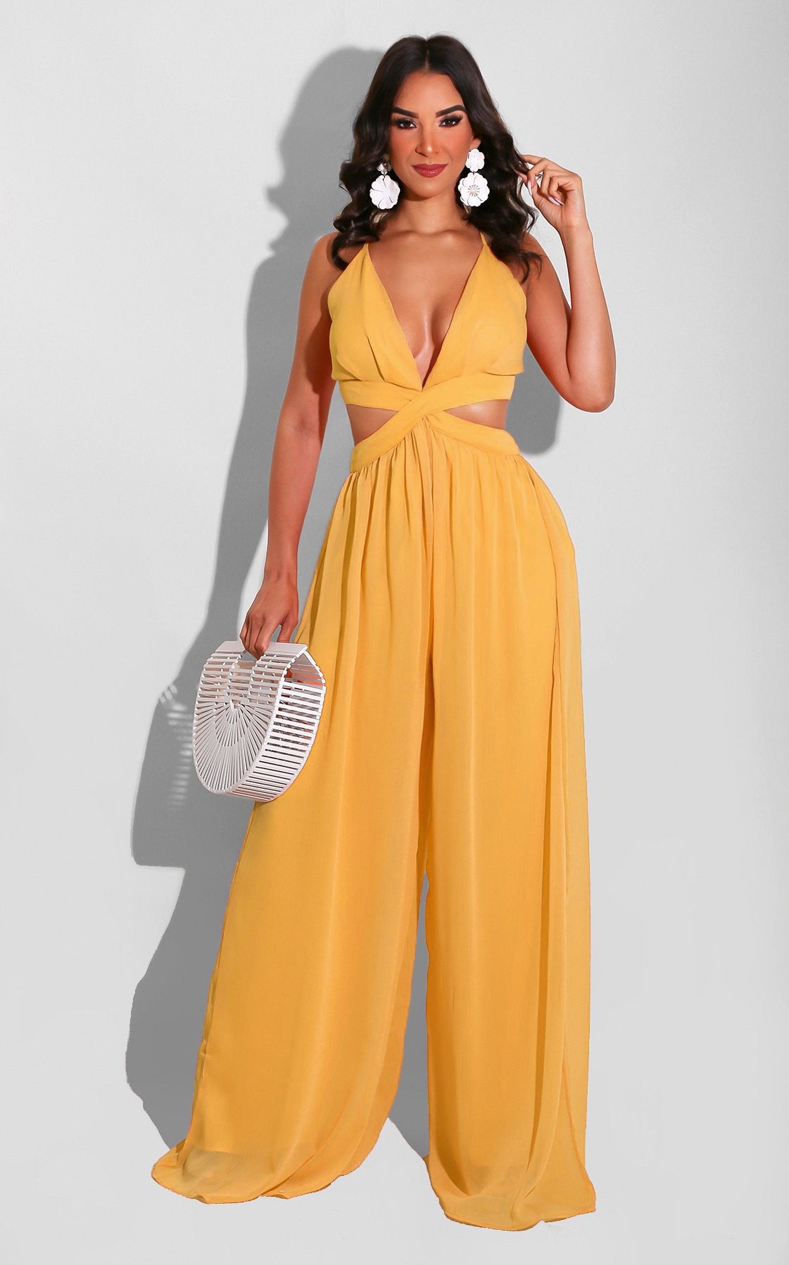 Solid Casual Loose Chiffon Jumpsuit