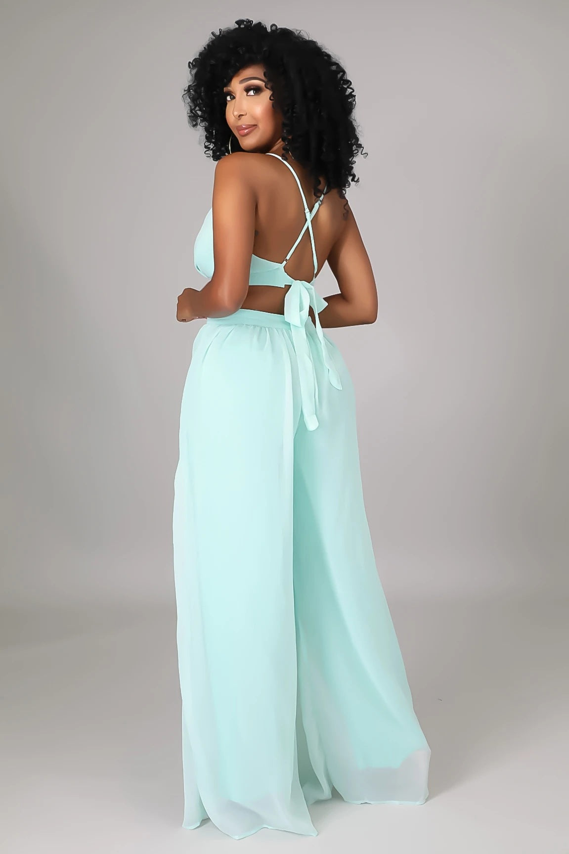 Solid Casual Loose Chiffon Jumpsuit