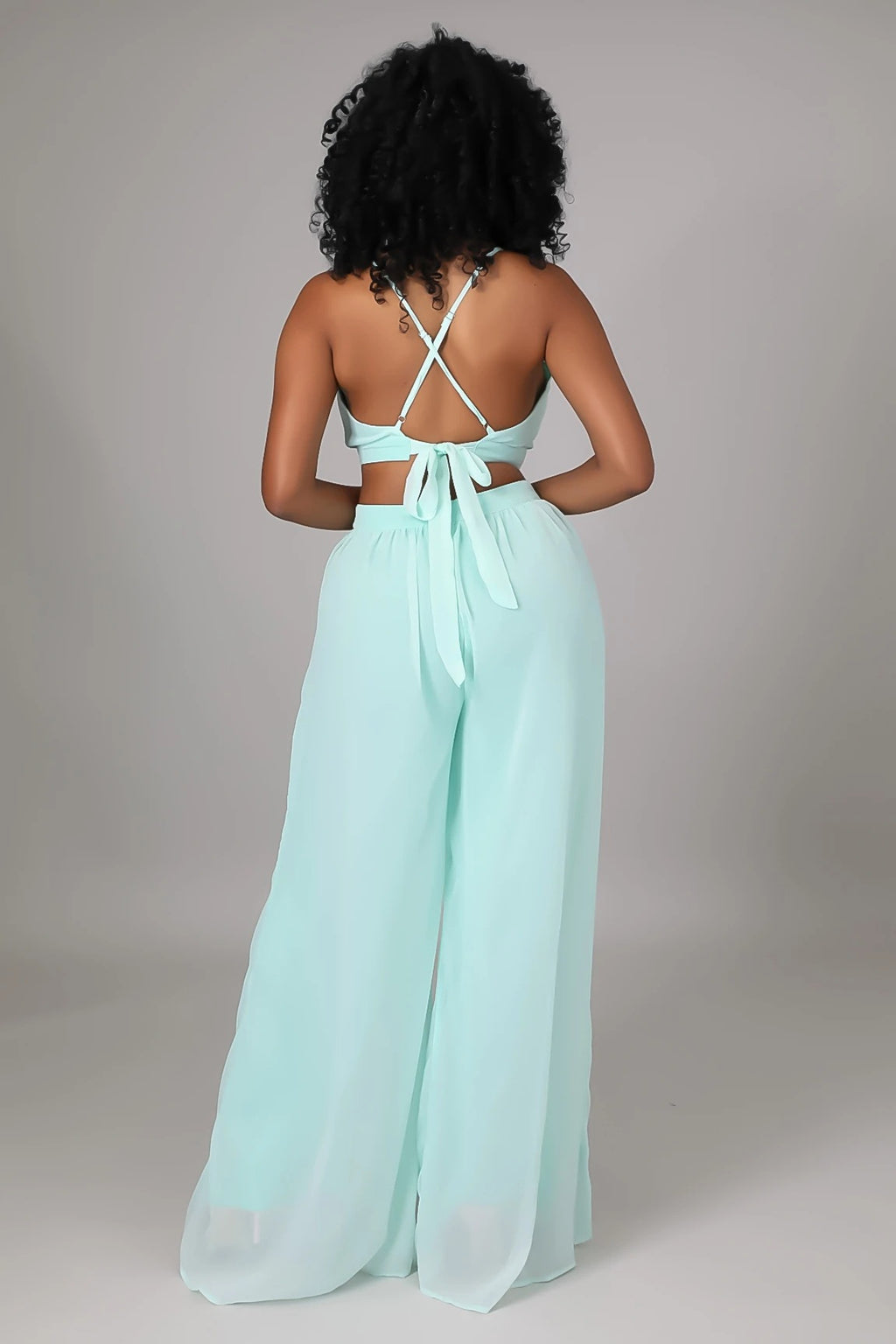 Solid Casual Loose Chiffon Jumpsuit