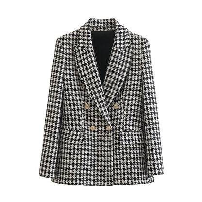 Houndstooth Double Breasted Blazer