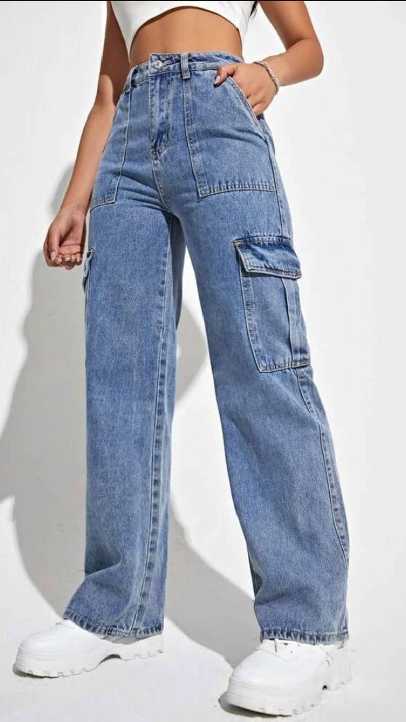 Straight Leg Cargo Jeans