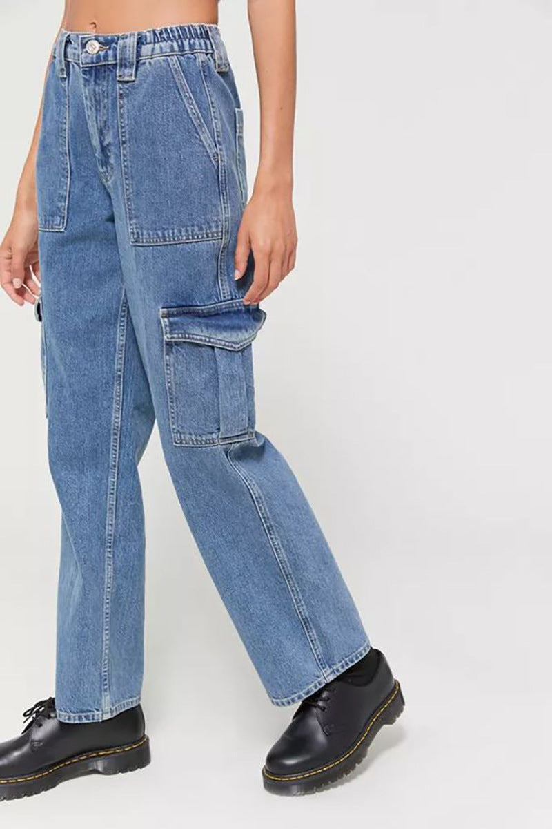 Straight Leg Cargo Jeans