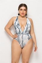 Curve Printed Sexy One-Piece Swimsuit Swimsuit
