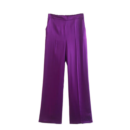 Silk Satin Straight Leg Pants