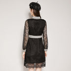 Classic Temperament Lace Tulle Fishnet Dress