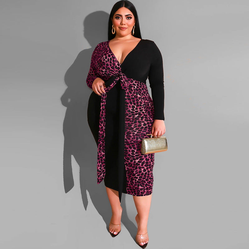 Curve Leopard Print Multicolor Sheath Dress