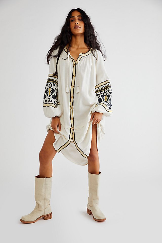 Embroidered Loose Cardigan Dress