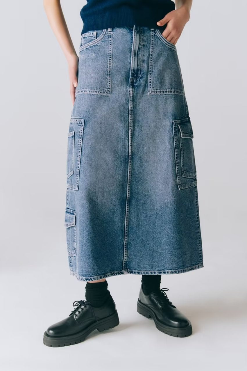 Street Cargo Denim Skirt