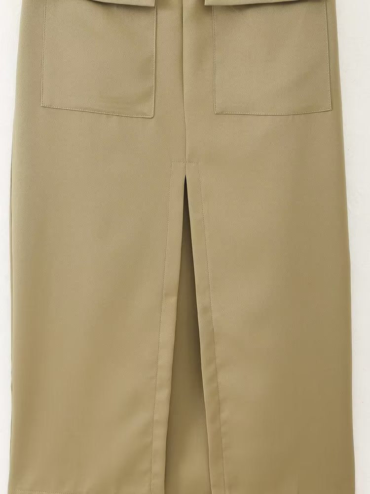 Slim Overalls Midi Skirt