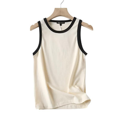 Black White Sleeveless Trimming Knitted Camisole