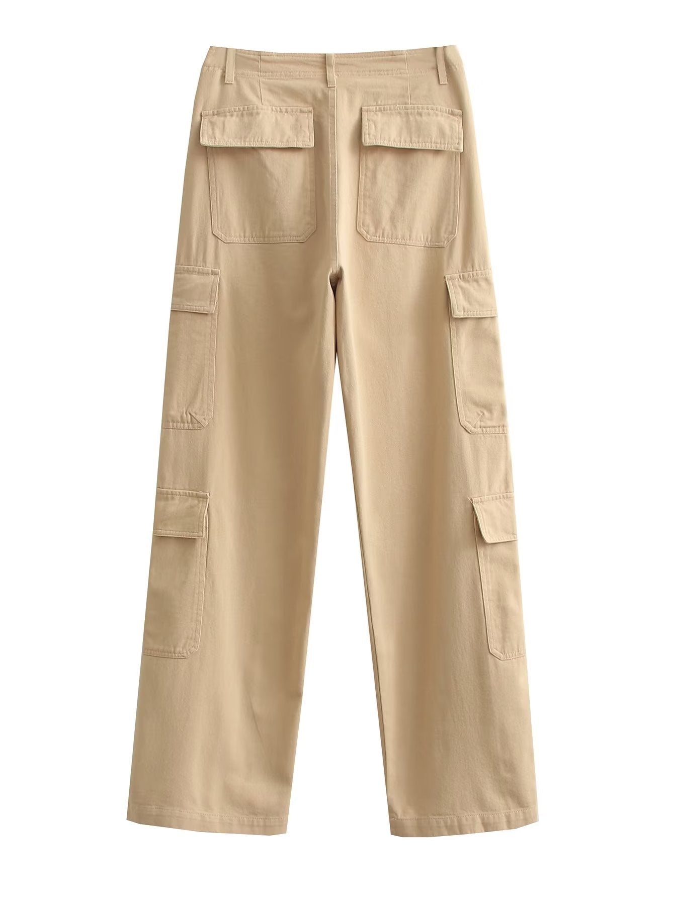 Straight Leg Denim Cargo Pants