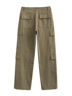 Straight Leg Denim Cargo Pants