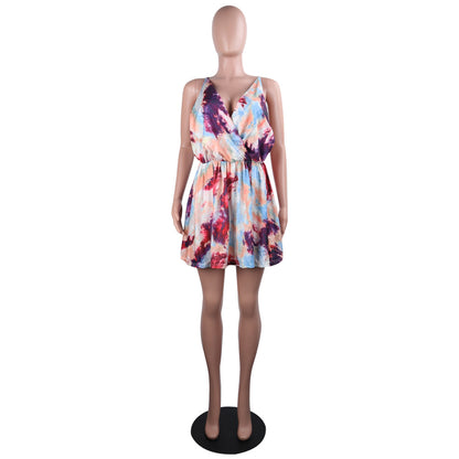 Summer Sling Multi Color Backless Dress