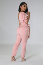 One Shoulder Backless Tapered Jumpsuit