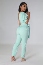One Shoulder Backless Tapered Jumpsuit