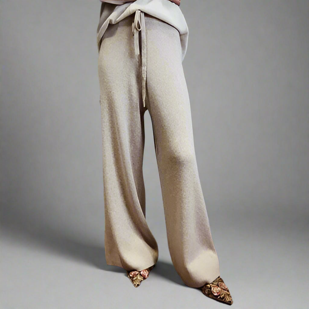 Gray Cashmere wide-leg trousers